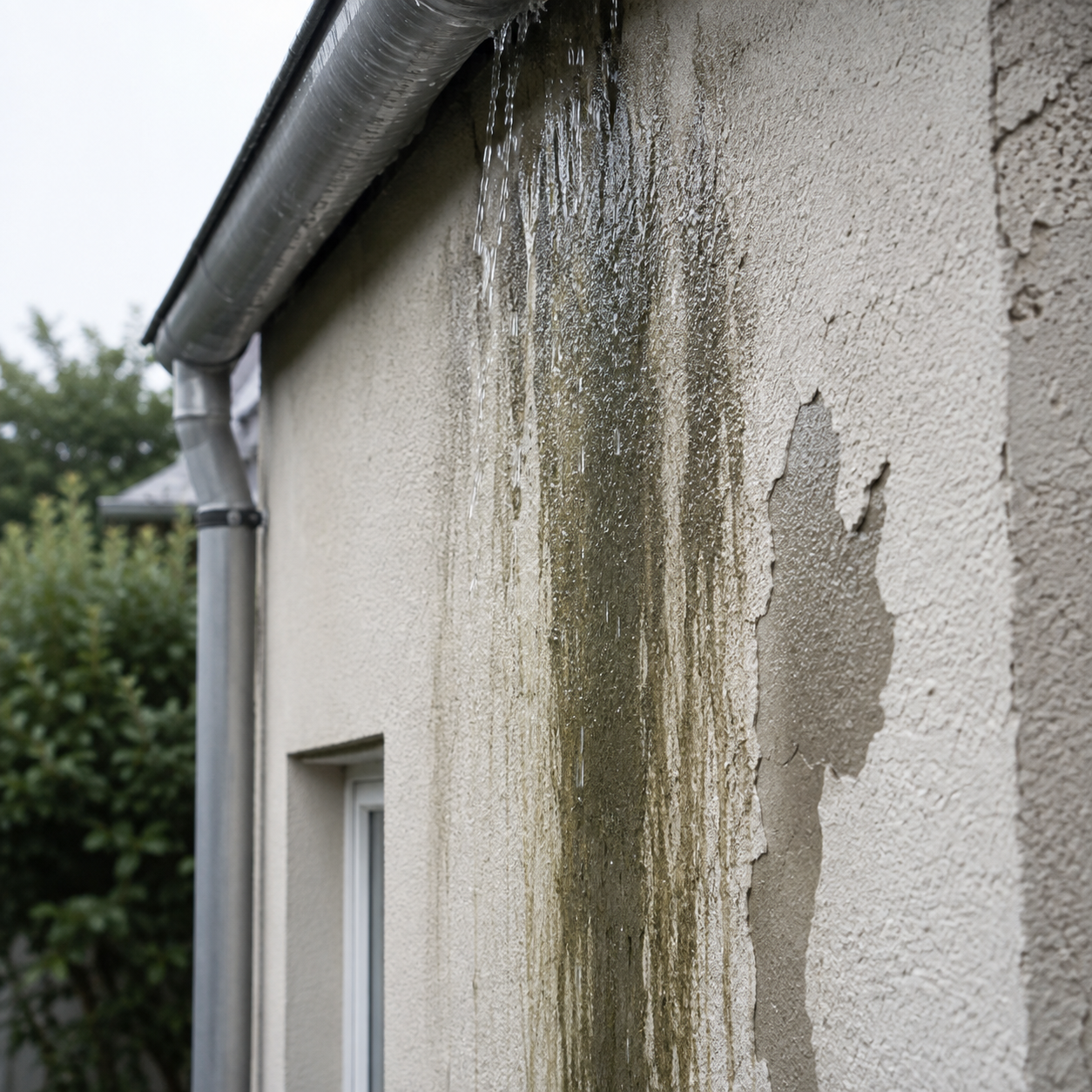 Traces de coulures d’eau sur la façade